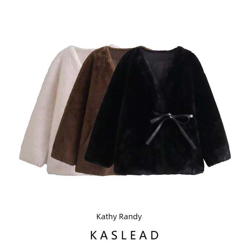 Kaslead New Women Clothes Western Style Fashion Fur Integrated Imitation Mink Fur Tether Fur Outerwear