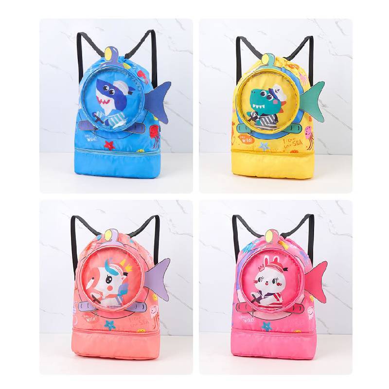 Kids Wet Dry Separation Swim Bag With Large Capacity And Cartoon Design For Bath And Travel