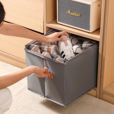 Schuhaufbewahrungsbox mit mehreren Fächern, faltbar, unterteilt, Kleiderschrank-Organizer mit Griff, Schuhspender für Schlafzimmer