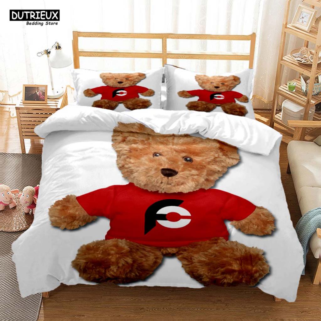 Cute Little Bear Printed Polyester Soft And Comfortable  Comforter Bedding Sets For Children  Complete Size Customizable