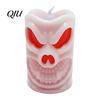 Battery Operated Spooky Candle Flameless Halloween with LED Light, Ghost Face Pumpkin Skull Design 3D Textured Safe Indoor Outdoor