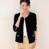 TUHUANG Women's Pure Wool Color-block Knit Cardigan