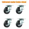 2/4Pcs Furniture Casters 1.5-2Inch Rubber Rotating Wheels with Brake Universal Silent Casters for Home And Office Furniture