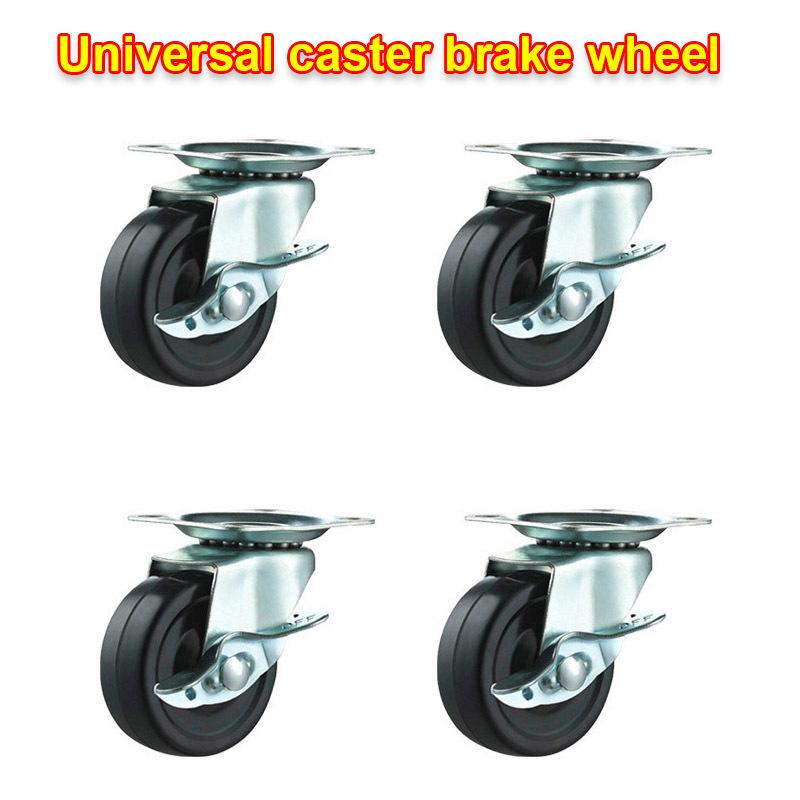 2/4Pcs Furniture Casters 1.5-2Inch Rubber Rotating Wheels with Brake Universal Silent Casters for Home And Office Furniture