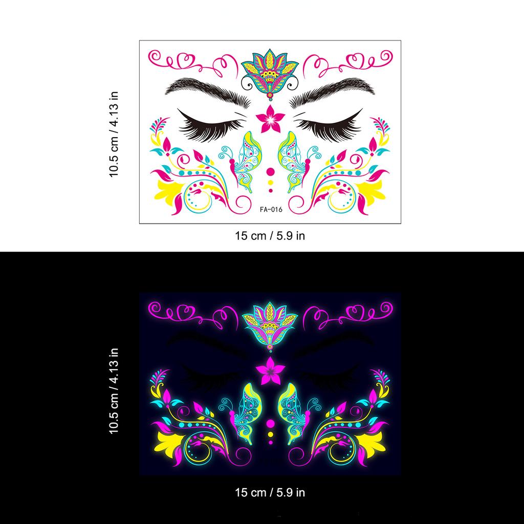 Music Festival Fluorescent Face Waterproof Nightclub Masquerade Neon Glow Tattoo Stickers