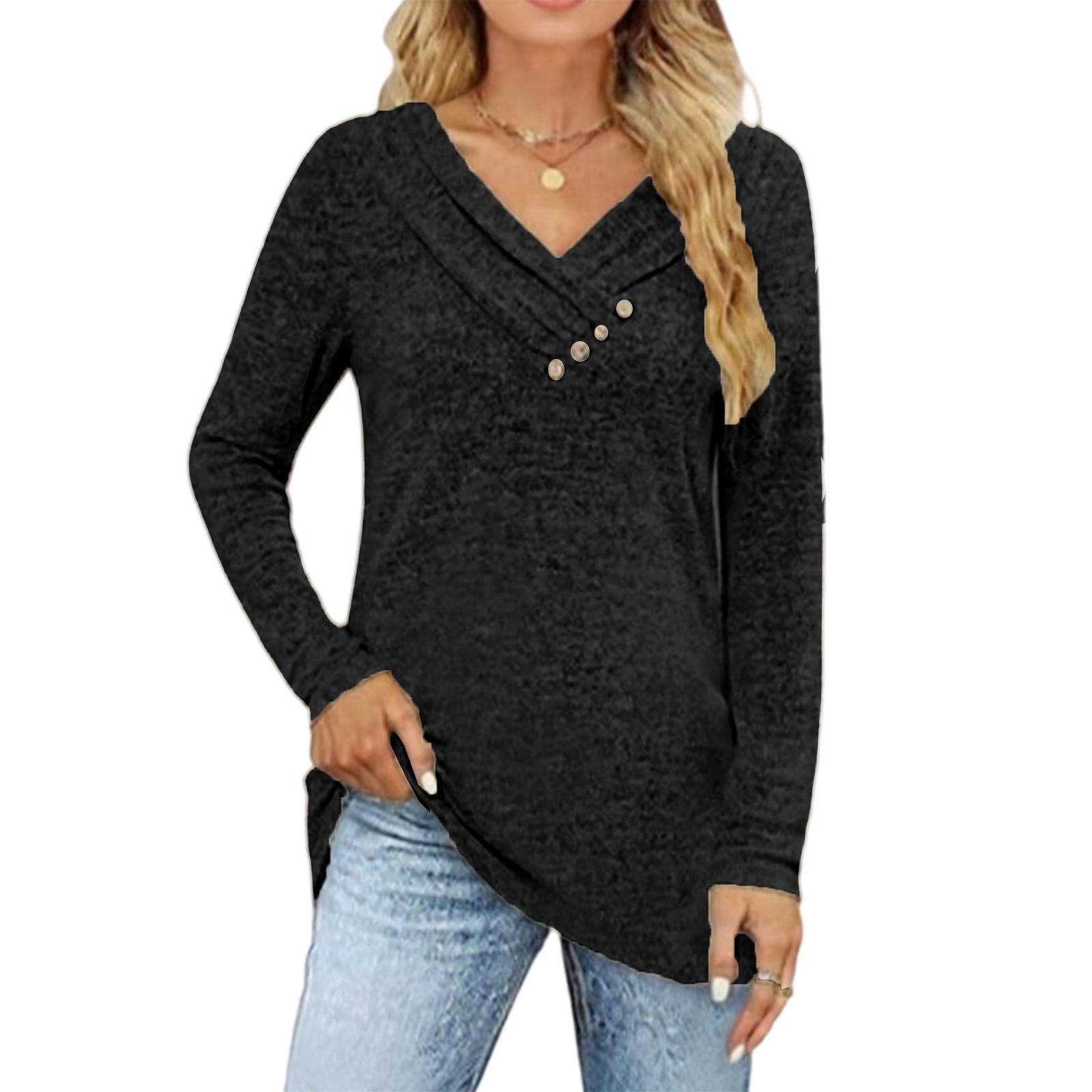 

Women s Fashionable Long Sleeve Elegant Commuting And Casual Top XXL чорний