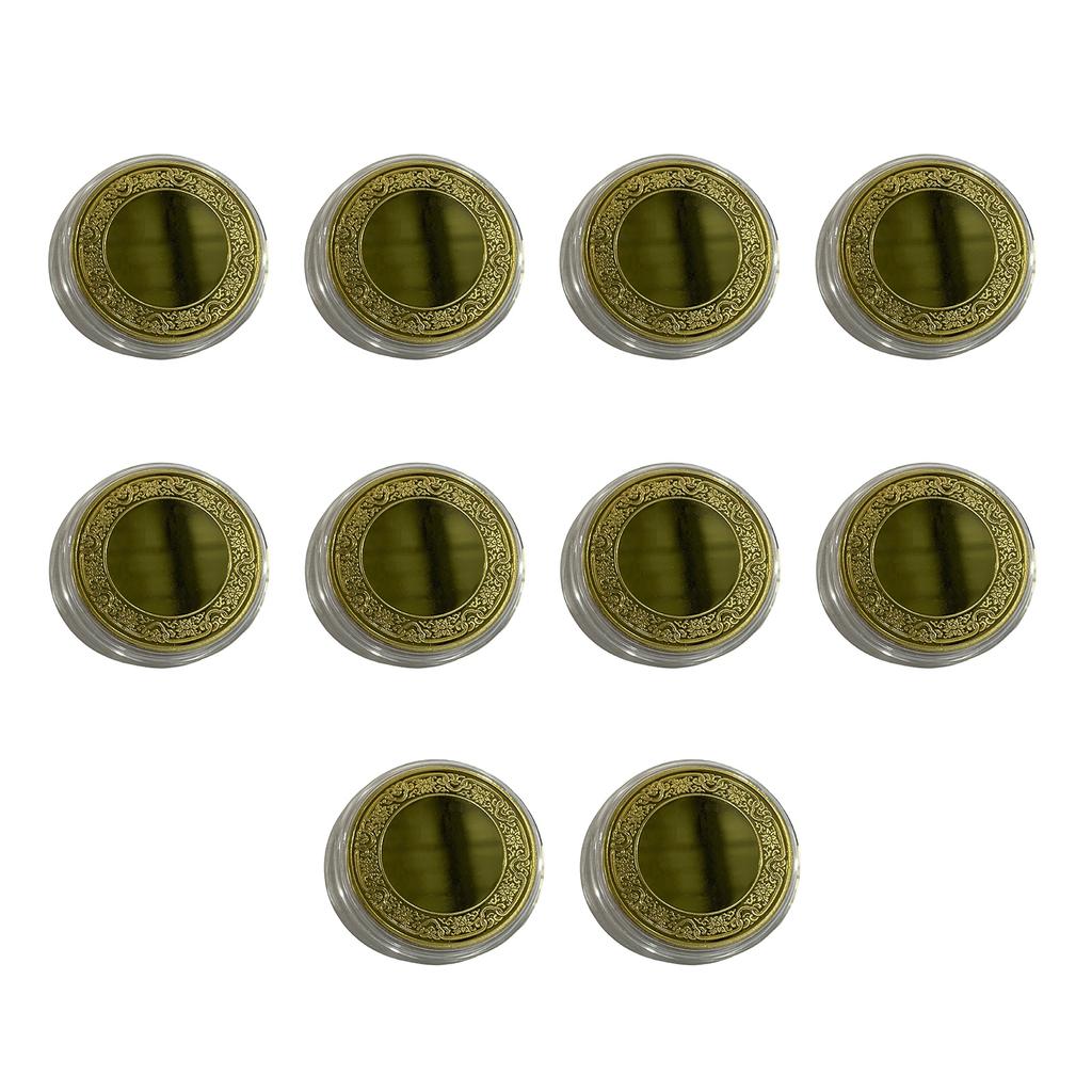 Pack of 10 Blank Engraving Coin 40mm Solid Metal Plated Flower Edged Coin with Protective Box for Customizable Crafts