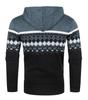 Men's Ethnic Style Hooded Knit Cardigan: Casual, Loose, Slim-Fit, Thin Fleece Sweater with Printed Design