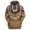 Men's Hooded Jacket Long Sleeve Pullover Top 3D Digital Indian Printed Sweatshirt