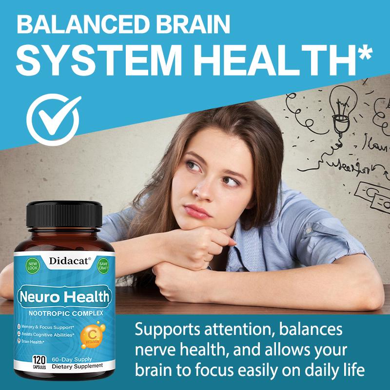 Neuro Health 120 Kapseln Nootropischer Komplex zur Unterstützung von Gedächtnis und Konzentration