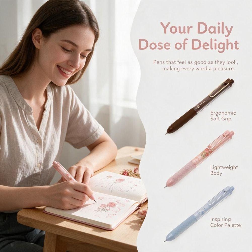 4Pcs Retractable Gel Pen 0.5mm Black Ink Journaling Pen Fragrance Ballpoint Pen Adult