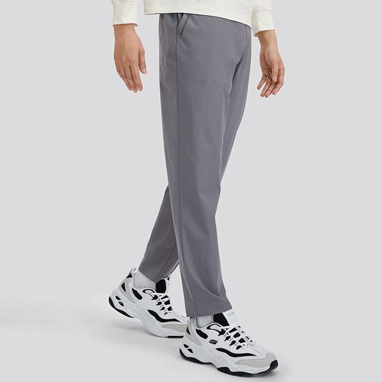 Skechers Solid Color Mid-Rise Breathable Loose Comfortable Straight Leg Quick-Dry Casual Pants Men bottoms Light-Gray L224M056-040R