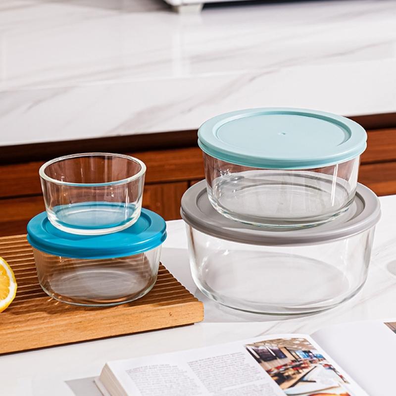 Stackable Food Storage Container Microwave Safe Borosilicate Glass Clear Leak Proof Multiple Capacity Option Ideal for Families