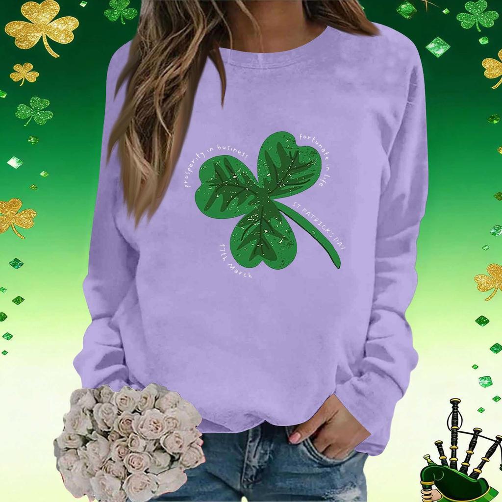 Women's Fashion Printed Long Sleeve Loose Round Neck Sweatshirt Top