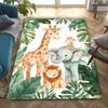 1pc 2D Flat Watercolor Jungle Animals Giraffe Elephant Flannel Area Rug Non Slip Safari Kids Decor Carpet For Nursery LivingRoom
