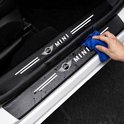 5Pcs Car Door Sill Protector Plate Rear Trunk Threshold Stickers For MINI One Cooper JCW Countryman Clubman Cabrio Paceman Coupe