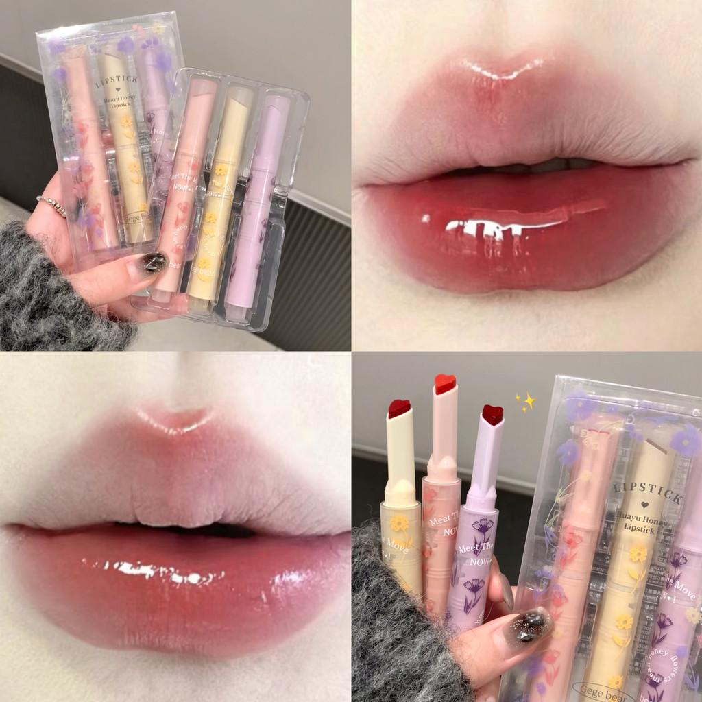Gege bear 3 Color Lipstick Pencil Set Floral Honey Collection Jelly Moisture Lip Nectar Lipstick Pencil Set