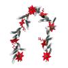 Reusable Winter Festival Supplies 5.9Ft Artificial Christmas Poinsettia Garland with Frosted Pine Branch and Red Party Home Ornament Berries, Festive