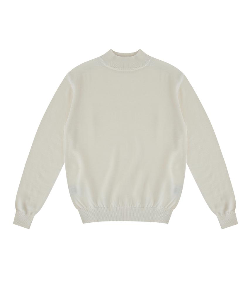 BELLIEF Wool Soft Moc-Neck Knit (Ivory)