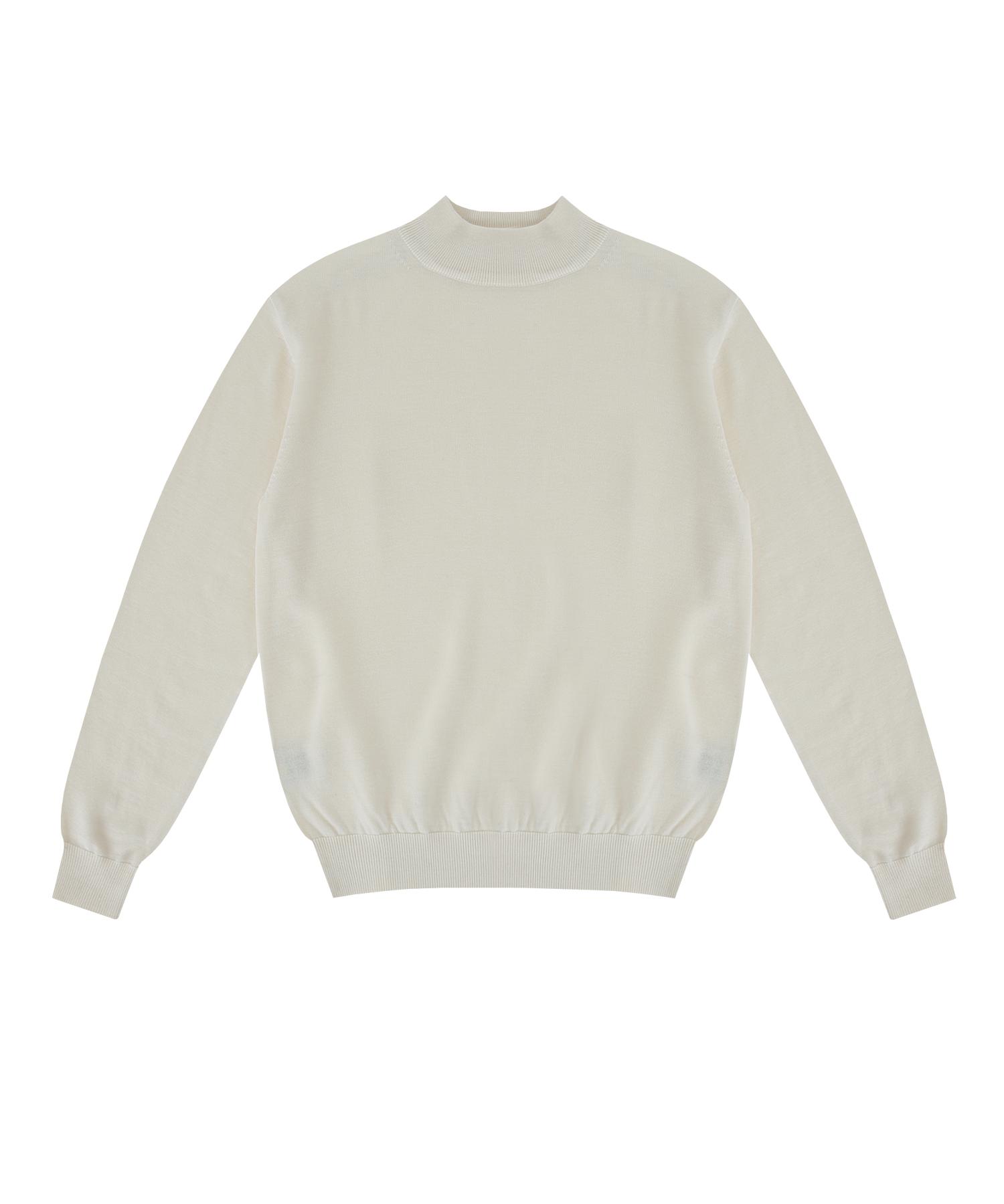 Belief Wool Soft Moc-Neck Knit (Ivory) Ivory/M