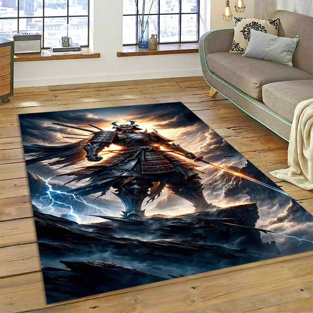 2025 New 3D Japanese Samurai Bushido Katana Cartoon Carpet Rug for Living Room Bedroom Home Sofa Decoration,Non-slip Floor Mat