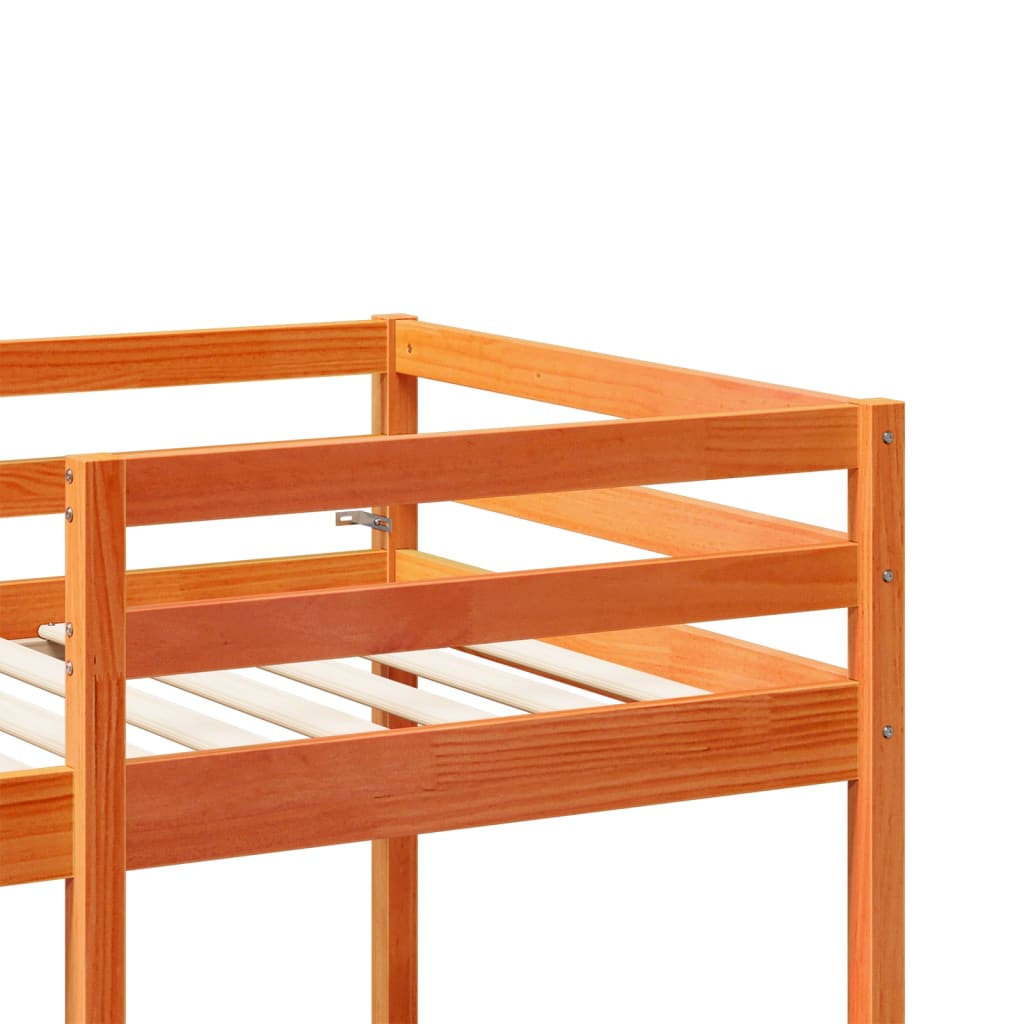 High Bed with Desk & Chairs Brown 75x190 Cm Pine Wood