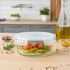 Hermetic round glass container 620 ml for food, salad, lunch, soup