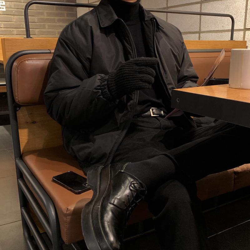 Workwear Lapel Cotton Coat Men's Winter Warm Loose Jacket Korean Style Trendy Simple Cotton Coat