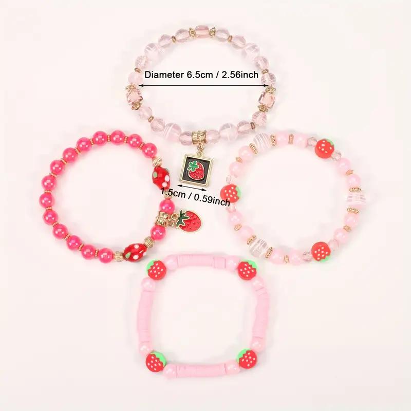 bohemian style Enchanting strawberry themed Bracelet made of glass material multi-layered bead chain bracelet - cute fashion popular  Handmade