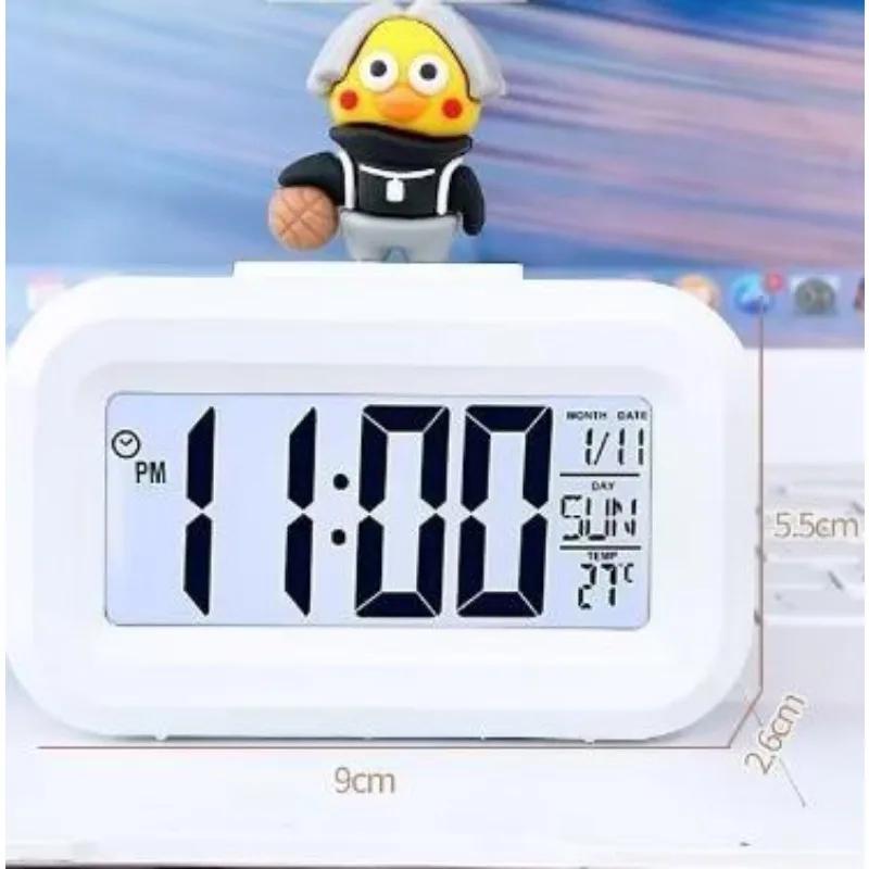1pc Digital Clock Temperature Display Large Screen Electronic Date And Day Alarm Piggy Shape Desktop Clock