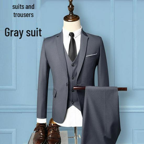 Men's Korean Style Business Suit: Three-Piece Trendy Casual Groomsmen Outfit
