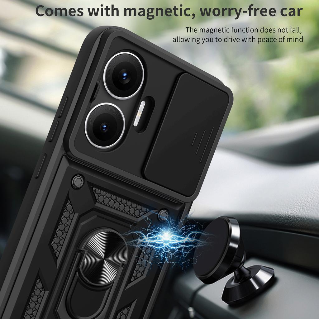 AMORUS For Xiaomi Poco F7 5G/Redmi Turbo 4 Pro 5G Case Kickstand PC+TPU Phone Cover with Camera Lens Slider