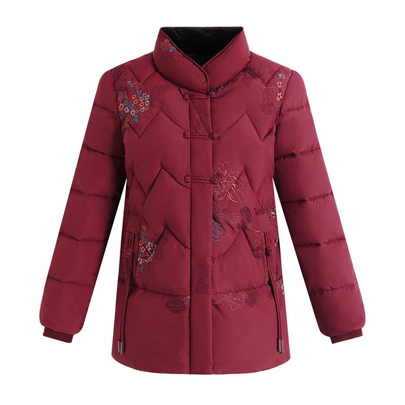 Winter Warm Cotton Coat for Middle-Aged and Elderly Women - Mid-Length Grandma Style Jacket