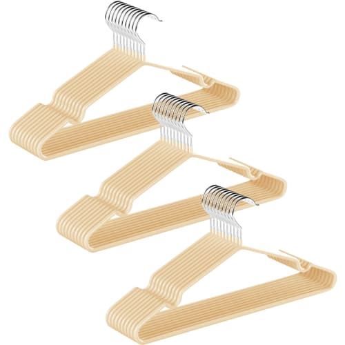 HOSUR Non-Slip Clothes Hangers, Stylish, Thin, Non-Slip, Shape-Retaining, for Laundry, and Clothing, 30-Piece Set (Khaki)