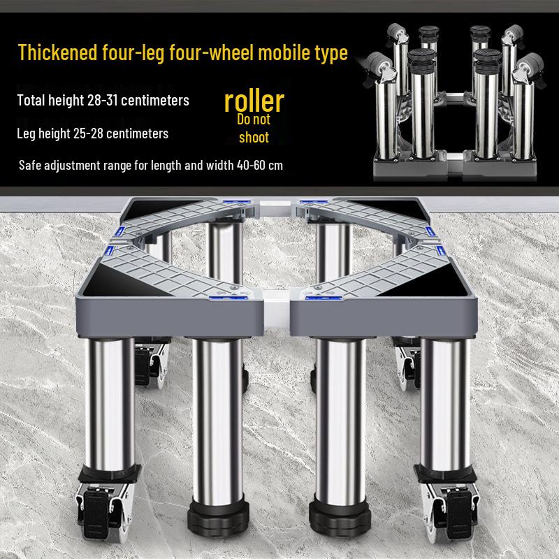 Universal Washing Machine & Refrigerator Stand with Stainless Steel Wheels