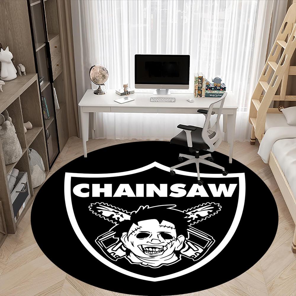 1pc Chainsaw Skull Office Round Area Rug, Under Office Chairs Bedroom Living Room Home Decor, Room Deco, Available in Various Sizes