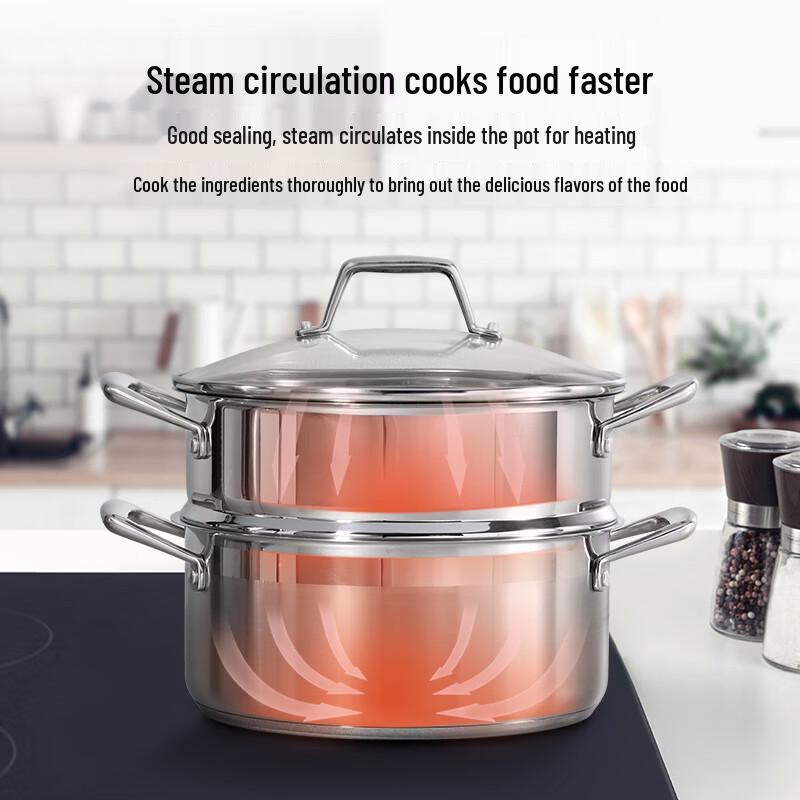 TRAMONTINA 304 Edelstahl Dampftopf Set