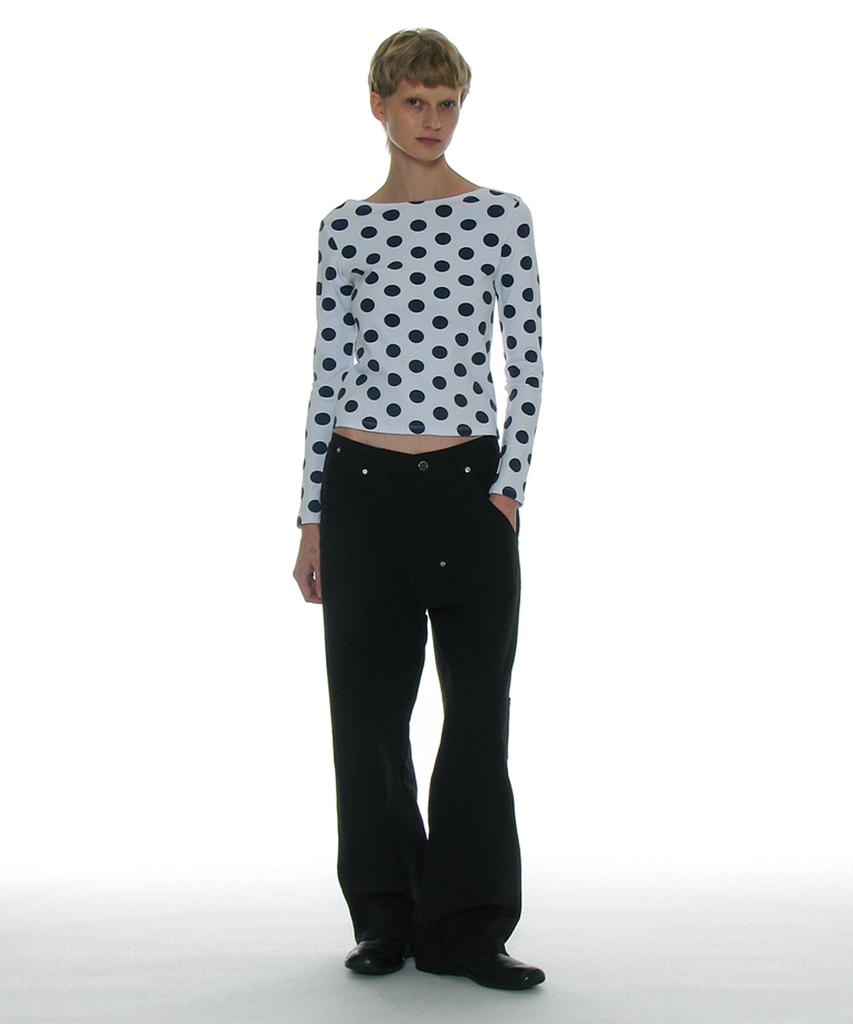 PARTIMENTO WOMEN Dot All-Over Printed Long Sleeve Tee_White