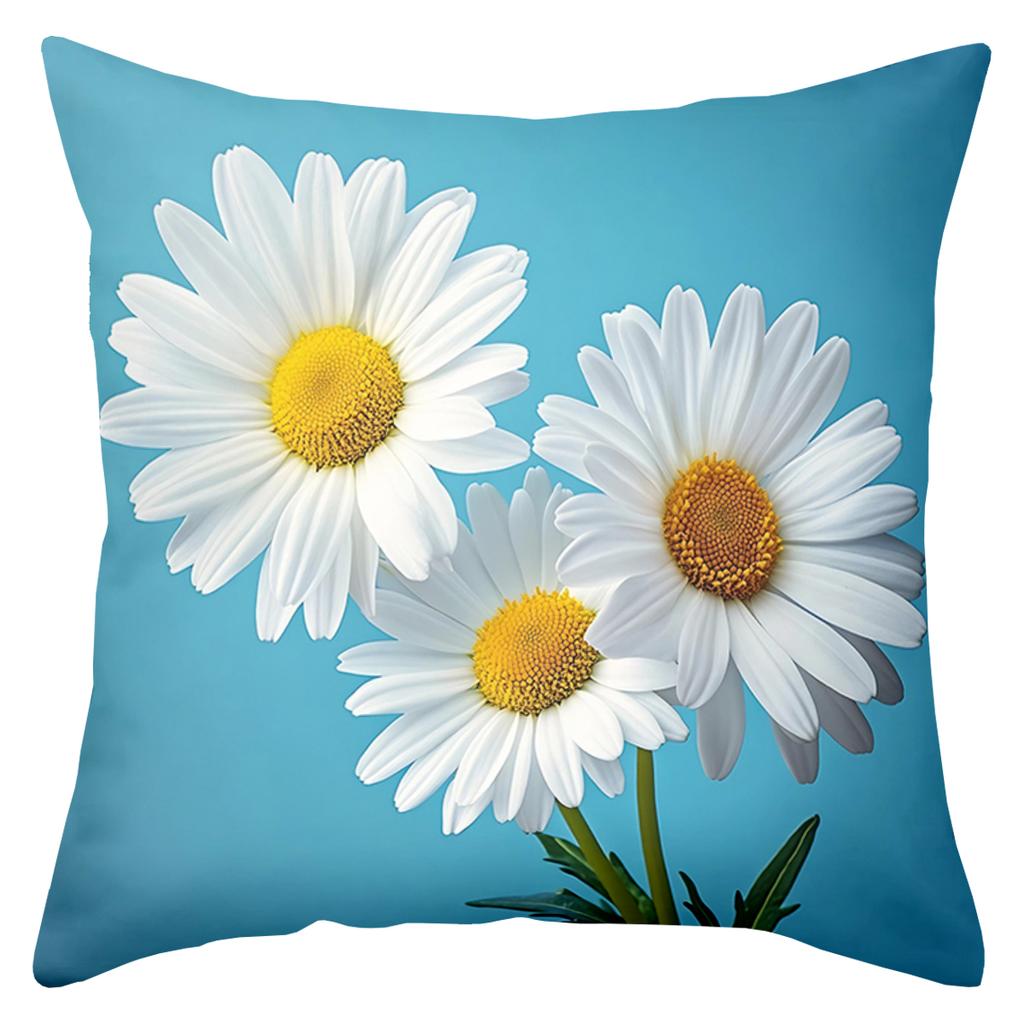 Beautiful Daisy Printed Cushion Covers for Home Decor Polyester Pillowcase, Sofa Decorative Cushion Cov Headboard Pillow