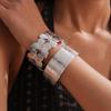 Vintage Ginkgo Leaf Butterfly Open Cuff Bangle Gold Silver Wide Statement Bracelet For Women Boho Party Jewelry