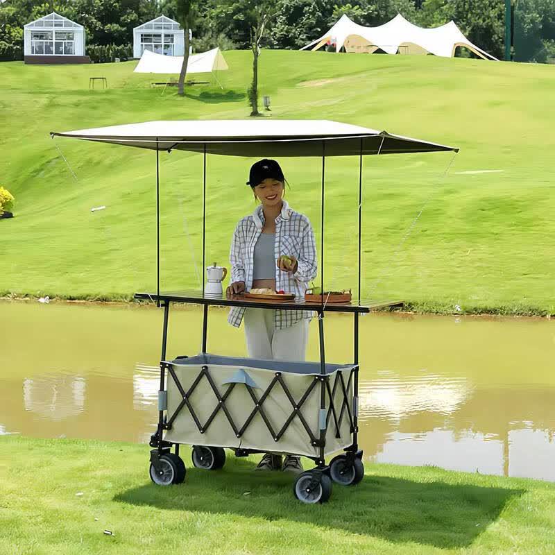 Foldable Camping Cart with Lift Table