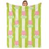 Pastel Tropical Hibiscus Floral Cartoon Anime Print Flannel Blanket Soft Warm Throw for Kids Bedroom Sofa Christmas Office Car