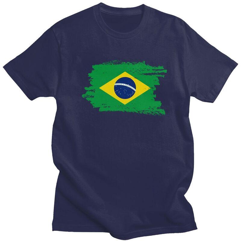 Custom Flag Of Brazil T Shirts Men ShortSleeve Brazilian Proud Tshirt Streetwear Tee Tops Pure Cotton Slim Fit Tshirt Merch