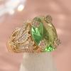 Luxury Synthetic Oval Green Zirconia Couple Ring Exquisite Classic Women's Shining Gold Plated Rings Fashion Jewelry