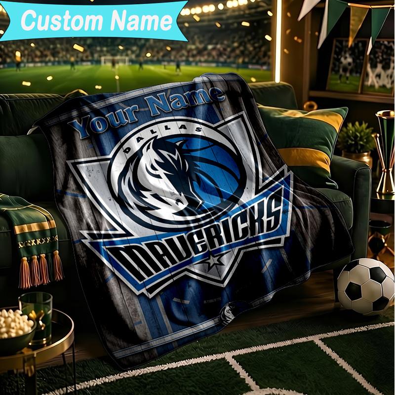 1PC Custom Name Blanket MAVERICKS BASKETBALL TEAM Flannel blankets Patterns Throw Blanket All-Season Soft Gift for Couch, Bed, Camping, Birthday gifts
