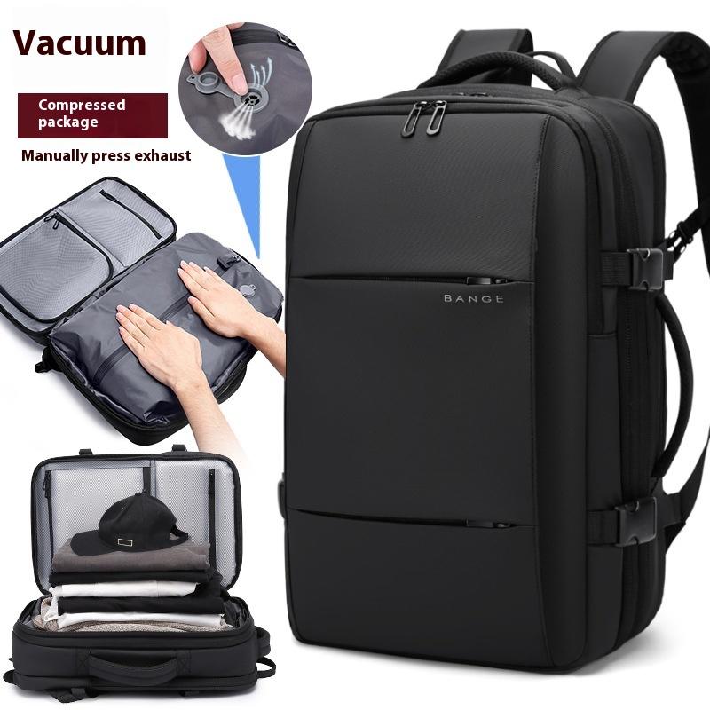 Bange Travel Men 15.6 Inch Laptop Backpack Vacuum Compression Backpack Business School Backpack Expandable Outdoor Backpack