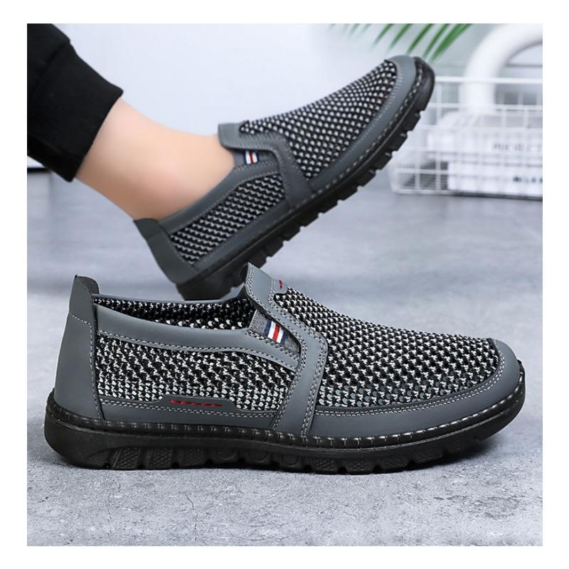 Men's Shoes for Summer with Mesh Fabric, Lightweight Old Beijing-style Cloth Shoes with Soft Soles, Comfortable Shoes, Men's Casual Shoes