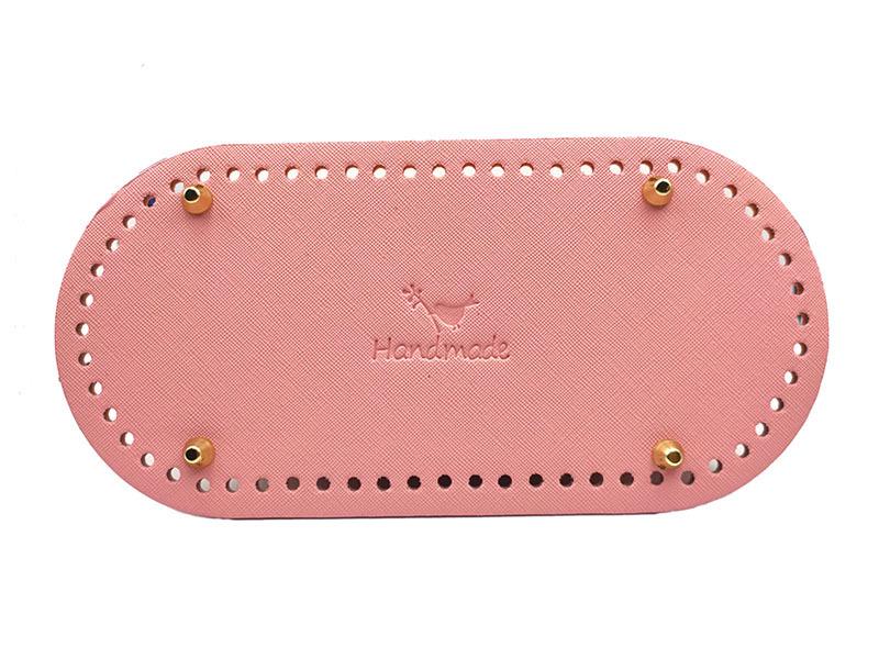 Handmade Leather Crochet Bag Base with Oval Logo - Quality DIY Accessory