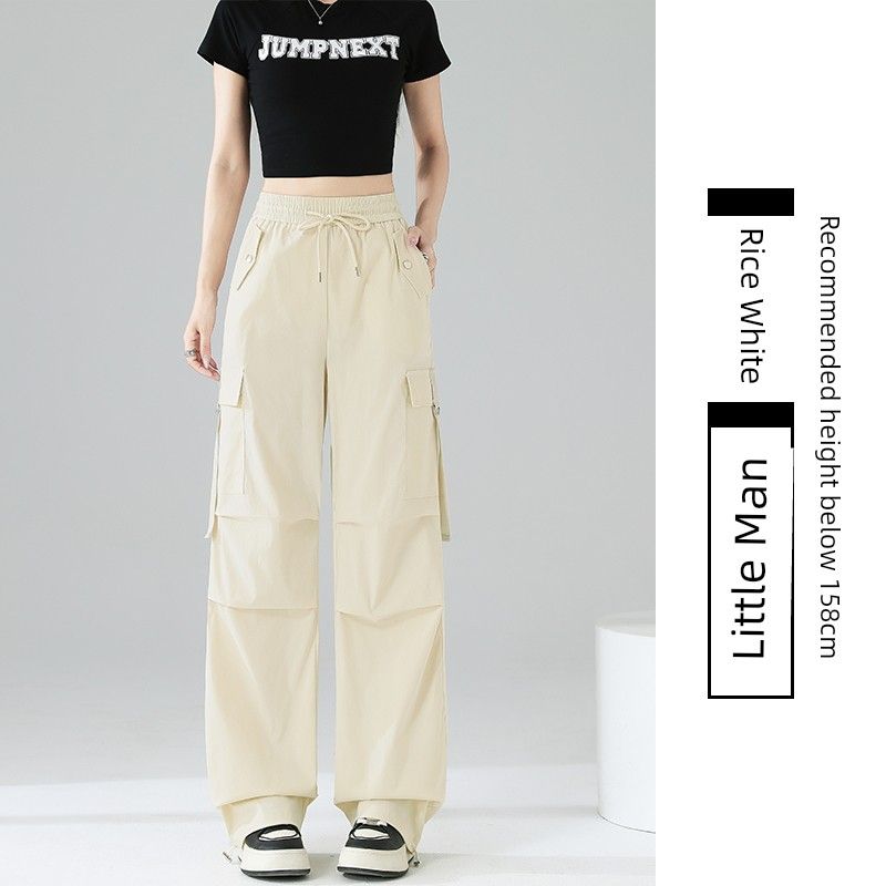 

Black American Cargo Pants Women 2025 New Arrival Summer Thin Outdoor Quick-Drying Tactical Pants Casual Sports Wide-Leg Pants Creamy-white-Little Man [Summer]] XL