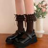 1 Pair Princess Style Dress Socks for Girls Sweet Frilly Socks Ballet Socks Ruffle Ankle Socks with Bows Lace Top Sock